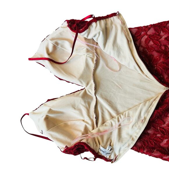 Emerald Sundae Red Lace Dress M Mini Bodycon Padded Fairygoth Romantic Formal - Picture 5 of 8